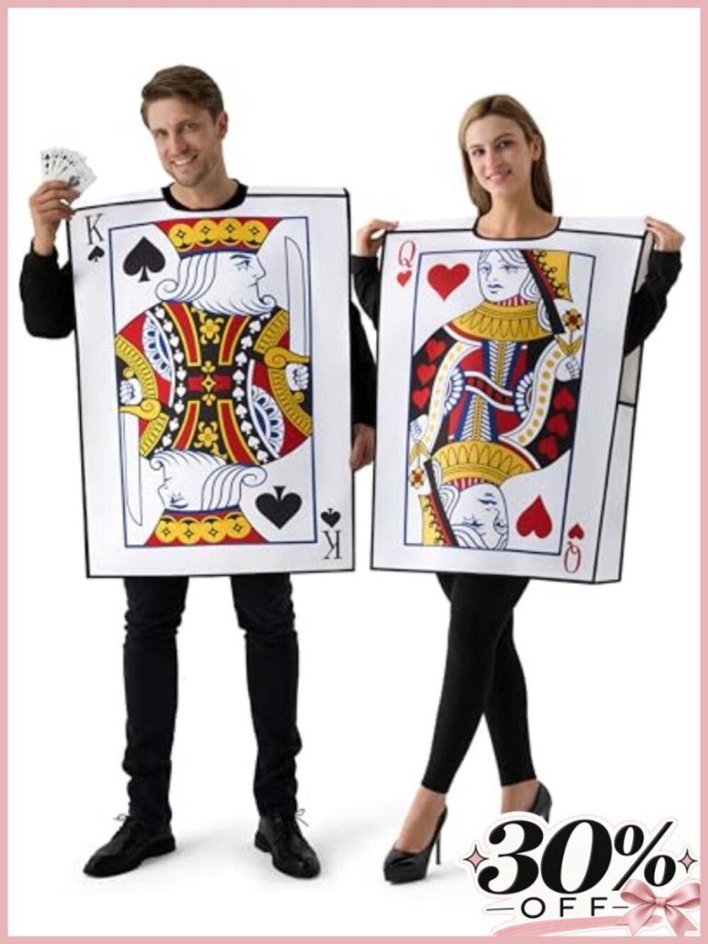 King & Queen Playing Card Couple Costume 2 Pc Set Halloween Cosplay